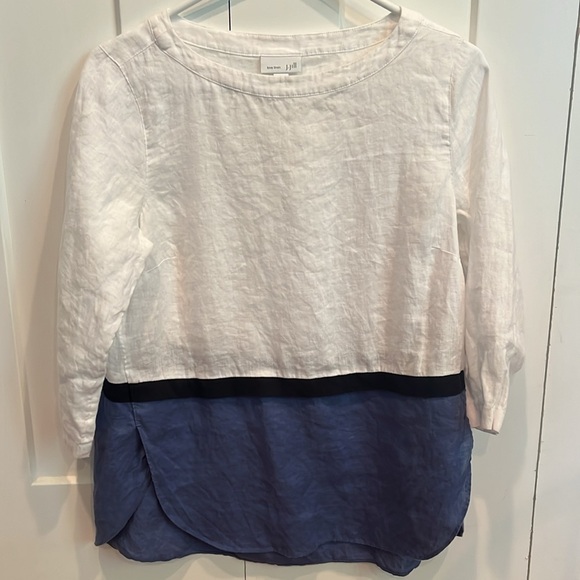 J. Jill 3/4 Sleeve 100% Linen Color Block Blouse Women's Size XS. - Picture 3 of 8